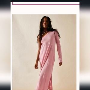 Free People Pink One Sleeve Midi, size Large